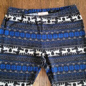 Pink Rose Holiday Tights Reindeer Print Leggings Women's Size Medium